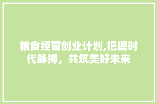 粮食经营创业计划,把握时代脉搏，共筑美好未来
