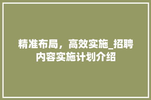 精准布局，高效实施_招聘内容实施计划介绍