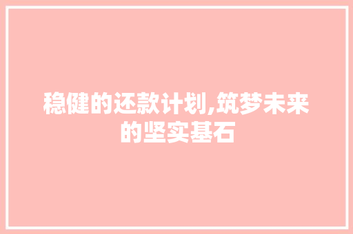 稳健的还款计划,筑梦未来的坚实基石