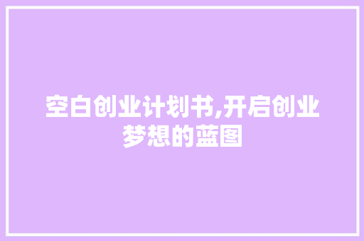 空白创业计划书,开启创业梦想的蓝图
