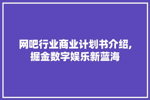 网吧行业商业计划书介绍,掘金数字娱乐新蓝海