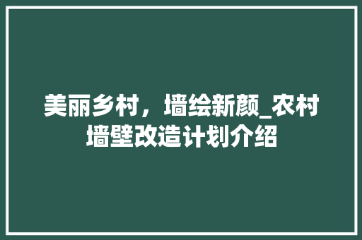 美丽乡村，墙绘新颜_农村墙壁改造计划介绍