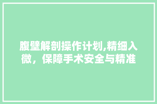 腹壁解剖操作计划,精细入微，保障手术安全与精准