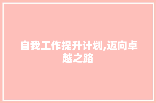 自我工作提升计划,迈向卓越之路