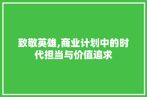 致敬英雄,商业计划中的时代担当与价值追求