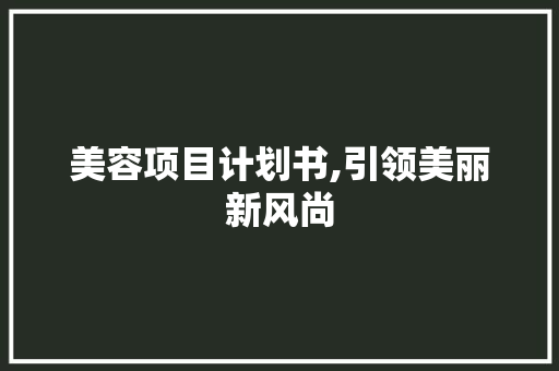 美容项目计划书,引领美丽新风尚