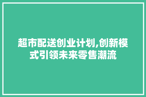 超市配送创业计划,创新模式引领未来零售潮流