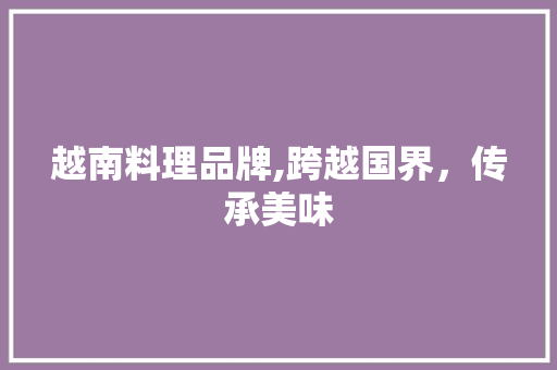 越南料理品牌,跨越国界，传承美味 工作总结