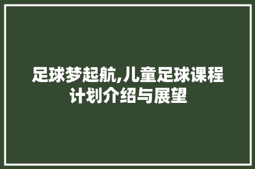足球梦起航,儿童足球课程计划介绍与展望