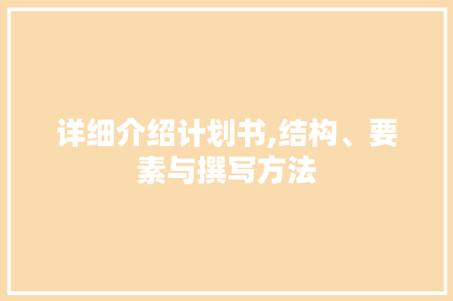 详细介绍计划书,结构、要素与撰写方法