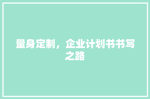 量身定制，企业计划书书写之路