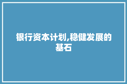 银行资本计划,稳健发展的基石