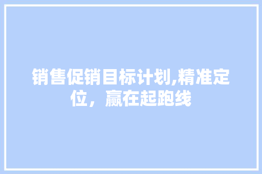 销售促销目标计划,精准定位，赢在起跑线
