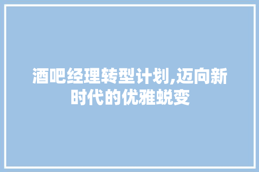 酒吧经理转型计划,迈向新时代的优雅蜕变 工作总结