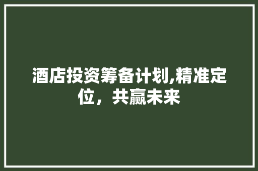 酒店投资筹备计划,精准定位，共赢未来