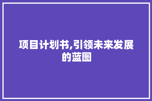 项目计划书,引领未来发展的蓝图