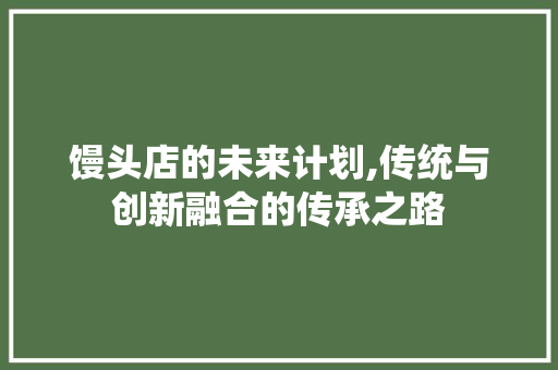馒头店的未来计划,传统与创新融合的传承之路 工作总结
