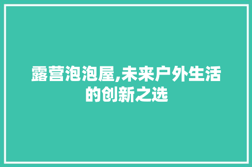 露营泡泡屋,未来户外生活的创新之选