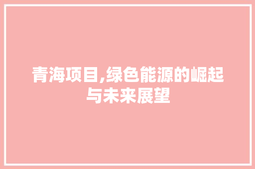 青海项目,绿色能源的崛起与未来展望