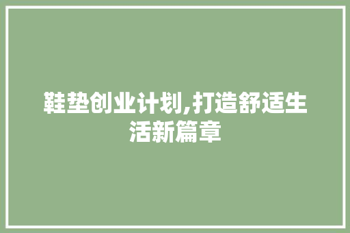 鞋垫创业计划,打造舒适生活新篇章