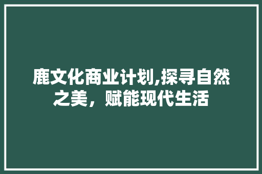 鹿文化商业计划,探寻自然之美，赋能现代生活