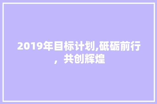 2019年目标计划,砥砺前行，共创辉煌 工作计划