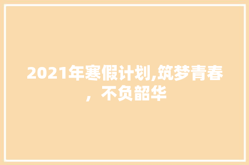 2021年寒假计划,筑梦青春，不负韶华