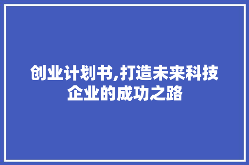 创业计划书,打造未来科技企业的成功之路