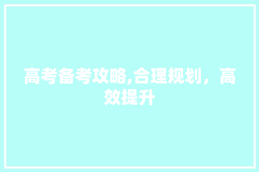 高考备考攻略,合理规划，高效提升