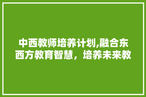 中西教师培养计划,融合东西方教育智慧，培养未来教育精英