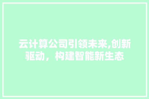 云计算公司引领未来,创新驱动，构建智能新生态
