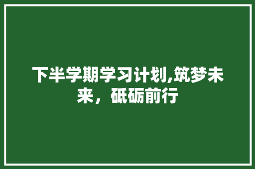 下半学期学习计划,筑梦未来，砥砺前行 名人名言