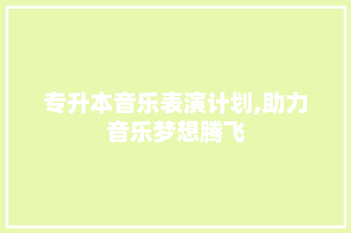 专升本音乐表演计划,助力音乐梦想腾飞 工作总结