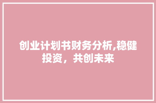 创业计划书财务分析,稳健投资，共创未来 国学经典