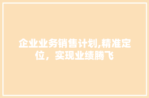 企业业务销售计划,精准定位，实现业绩腾飞