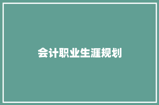 会计职业生涯规划
