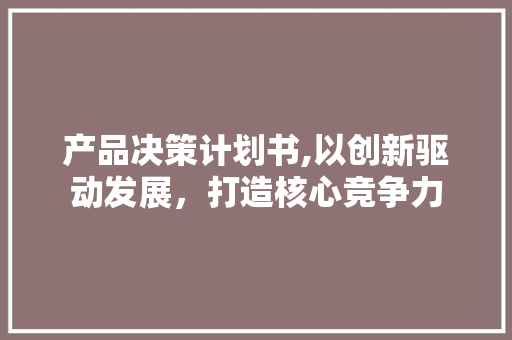 产品决策计划书,以创新驱动发展，打造核心竞争力