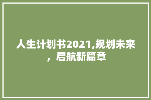 人生计划书2021,规划未来，启航新篇章 成语大全