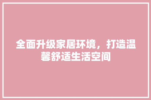 全面升级家居环境，打造温馨舒适生活空间 工作总结