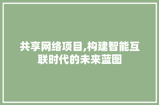 共享网络项目,构建智能互联时代的未来蓝图