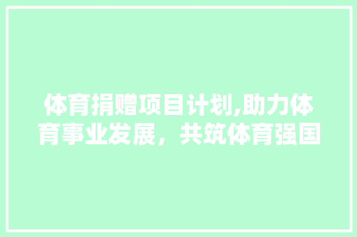 体育捐赠项目计划,助力体育事业发展，共筑体育强国梦想
