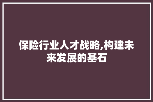 保险行业人才战略,构建未来发展的基石