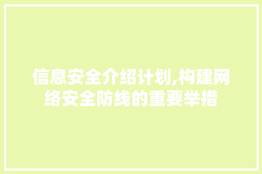 信息安全介绍计划,构建网络安全防线的重要举措
