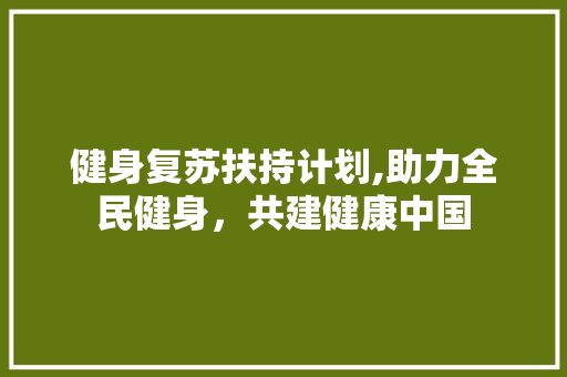 健身复苏扶持计划,助力全民健身，共建健康中国 工作总结