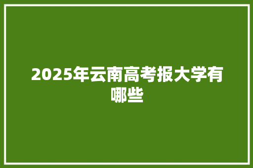 2025年云南高考报大学有哪些