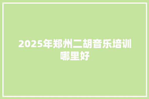 2025年郑州二胡音乐培训哪里好