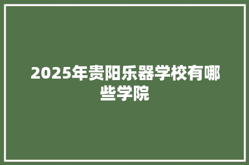 2025年贵阳乐器学校有哪些学院