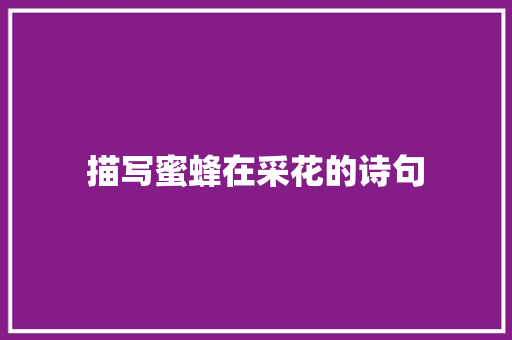 描写蜜蜂在采花的诗句