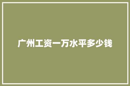 广州工资一万水平多少钱
