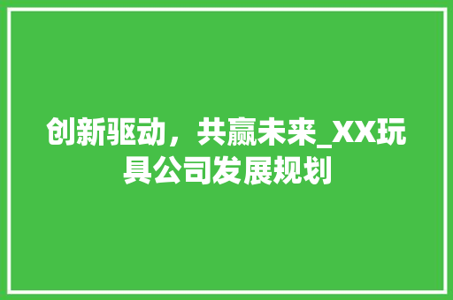 创新驱动，共赢未来_XX玩具公司发展规划 个人简历